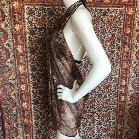 NWOT Lightweight Sheer Animal Print Mesh Sarong/Cover-Up/Top One Size Fits Most. - Picture 4 of 12